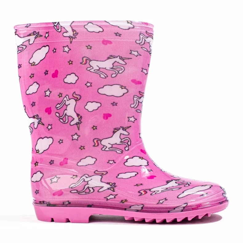 Dívčí vysoké holínky s růžovým vzorem 1