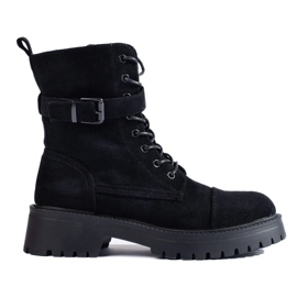 Semišové dámské taštičky s přezkou černá 1