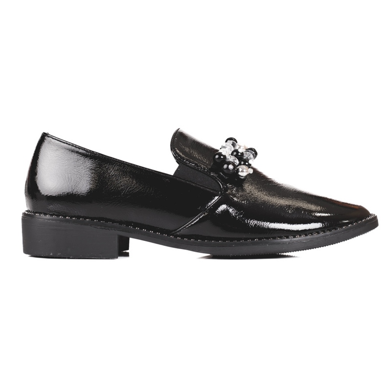 Dámské lakované lordy se zdobením, černé černá 1