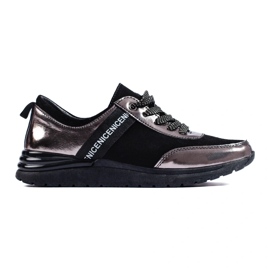 Šedé sportovní boty vyrobené z přírodní kůže černá 1