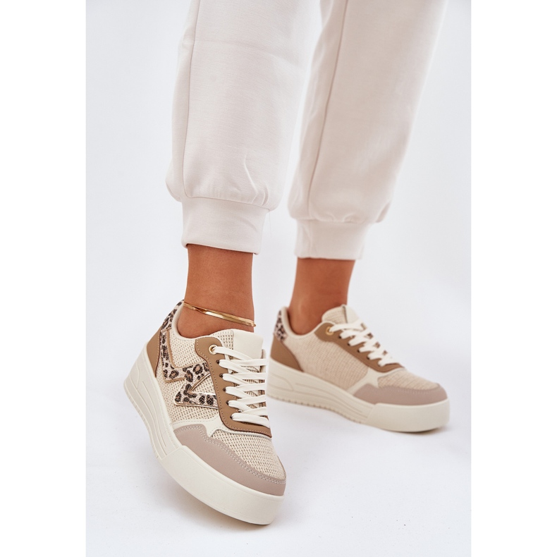 Dámské sportovní boty na platformě Leopard Khaki béžový 2