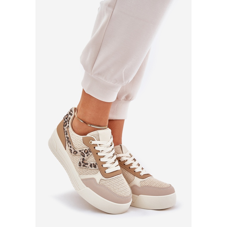 Dámské sportovní boty na platformě Leopard Khaki béžový 1