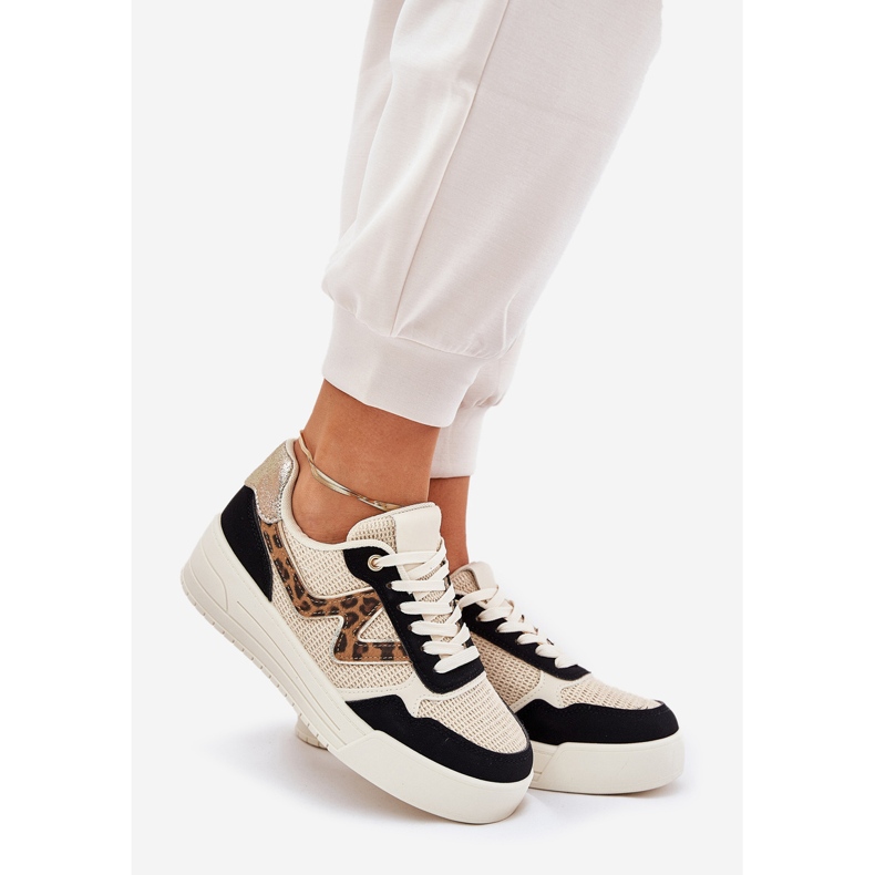 Dámská sportovní bota na platformě Leopard Print černý 1