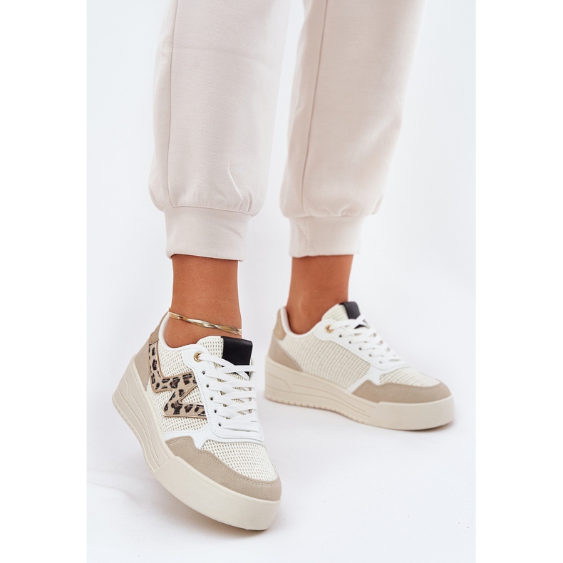 Dámská sportovní bota na platformě Leopard Beige béžový 2 Dámská sportovní bota na platformě Leopard Beige béžový 2