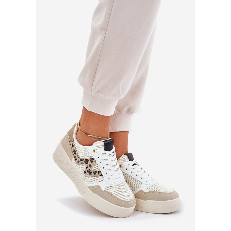 Dámská sportovní bota na platformě Leopard Beige béžový 1 Dámská sportovní bota na platformě Leopard Beige béžový 1