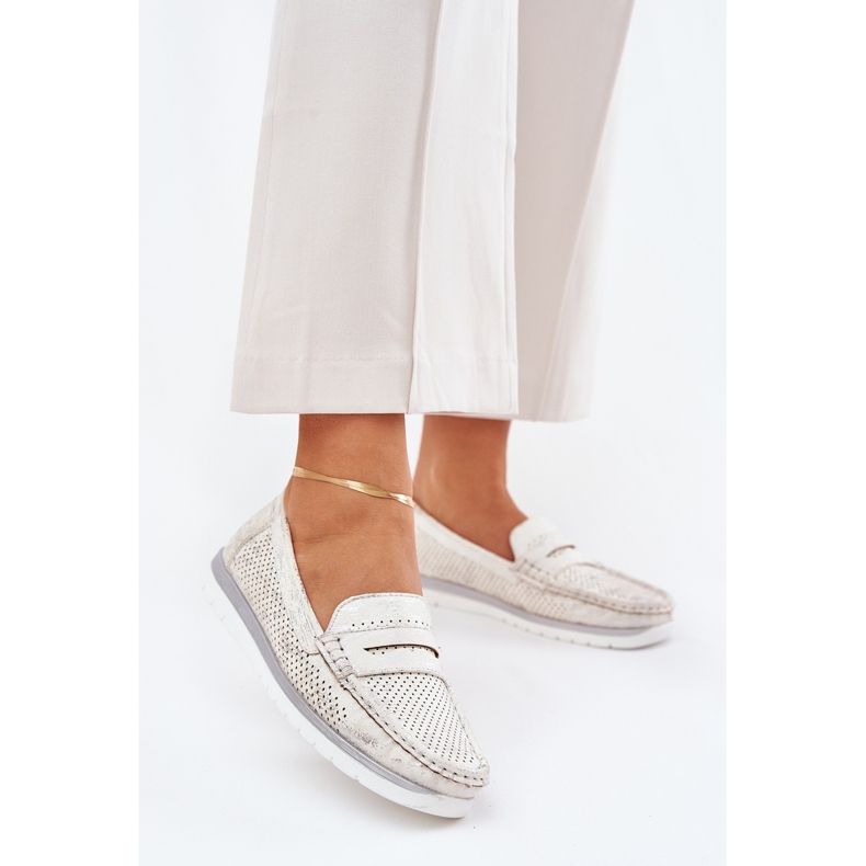 Dámské mokasíny vyrobené z eko kůže, zlaté zlatý 1