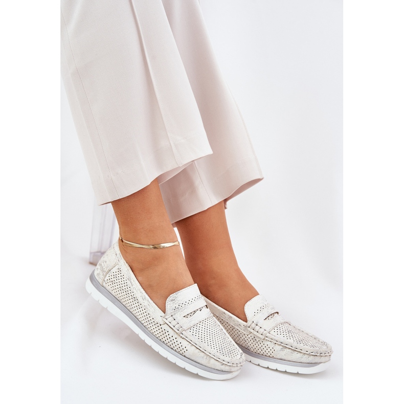 Dámské mokasíny vyrobené z eko kůže, zlaté zlatý 2