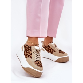 Dámské tenisky na masivní platformě Beige Leopard Print béžový 2