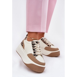 Dámské tenisky na masivní platformě Beige Zebra béžový 2