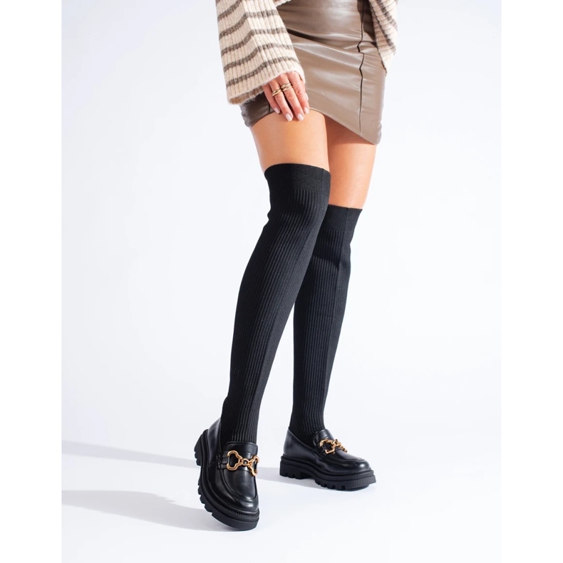 Černé dámské kozačky s pružným svrškem černá 1