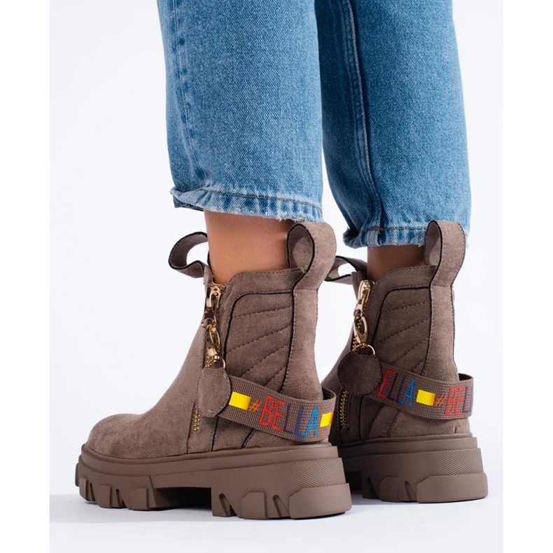 Dámské kotníkové boty na platformě béžový 1