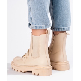 Béžové dámské Chelsea kozačky na platformě béžový 1