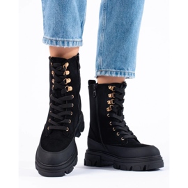 W. Potocki Dámské černé Workers na platformě Potocki černý 1