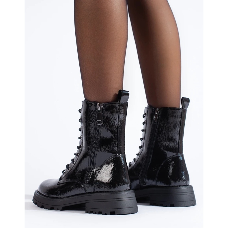 J. Star Dámské šeletové dělníky s ozdobným zipem černá 1