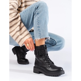 Dámské šněrovací tašky z ekologické kůže černý 2