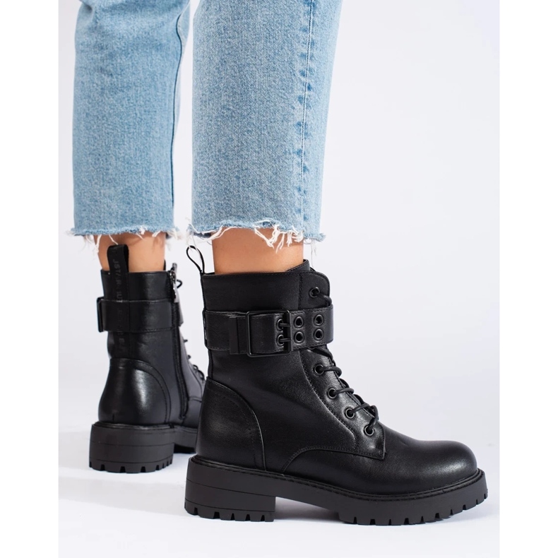 Dámské šněrovací tašky z ekologické kůže černá 1