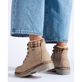 Dámské pohorky Shelovet béžové barvy vyrobené z ekologické kůže hnědý 1