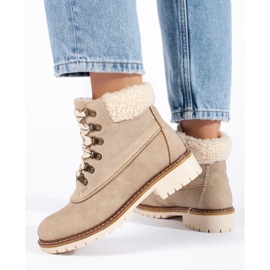 Dámské turistické boty s ovčí kůží hnědý 1