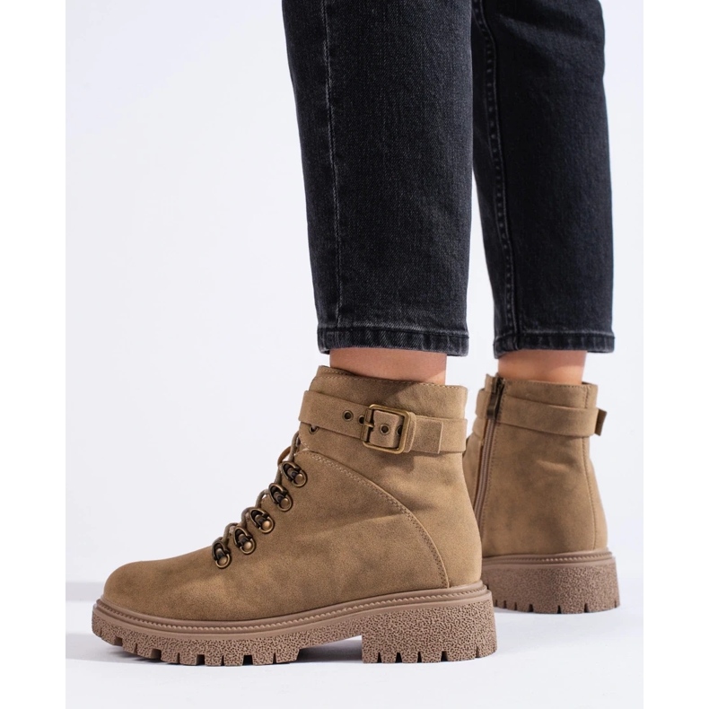 Dámské semišové kozačky béžový 1