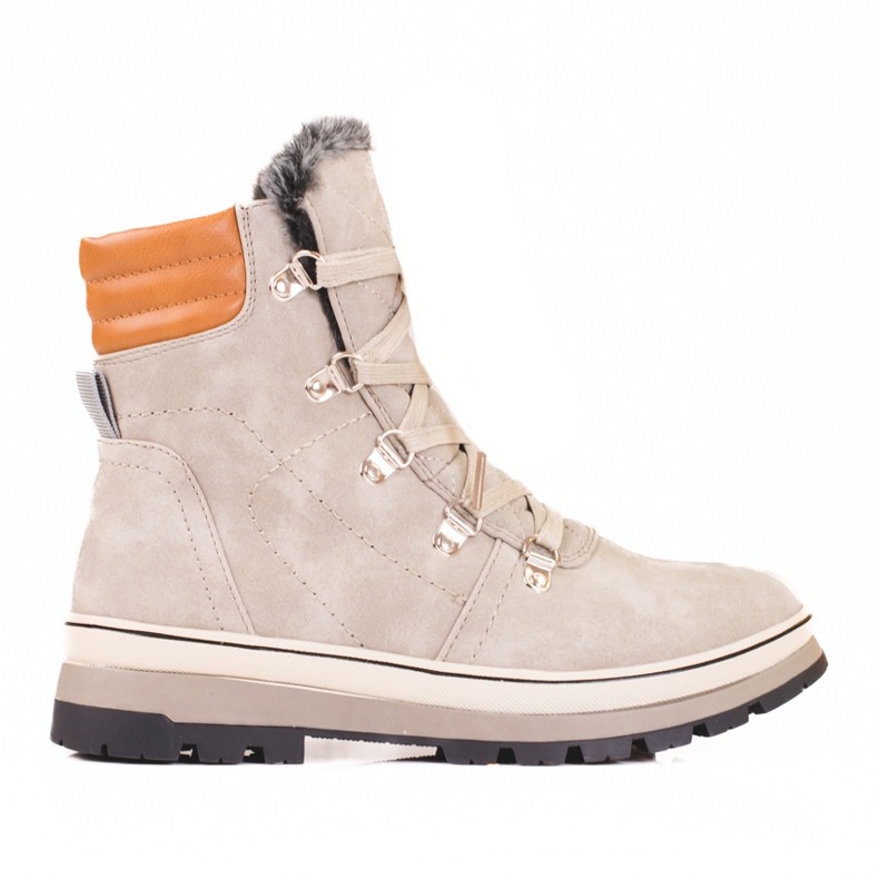 Šedé dámské turistické boty se zateplením šedá 1