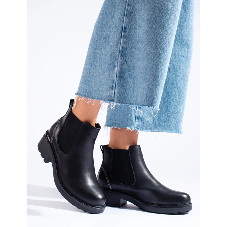 Dámské Chelsea boty z ekokůže černá 1 Dámské Chelsea boty z ekokůže černá 1