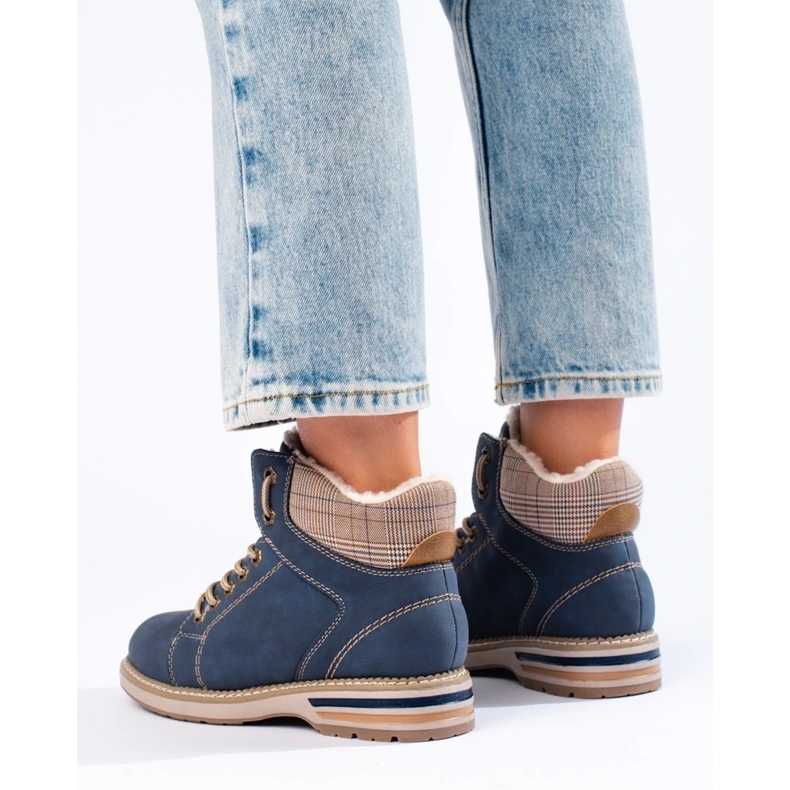 Dámské modré zateplené turistické boty modrý 1