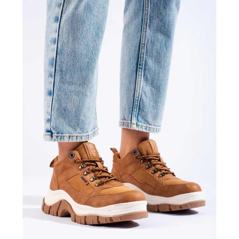 Dámské tenisky Big Star KK274362 na silné podrážce béžový 2