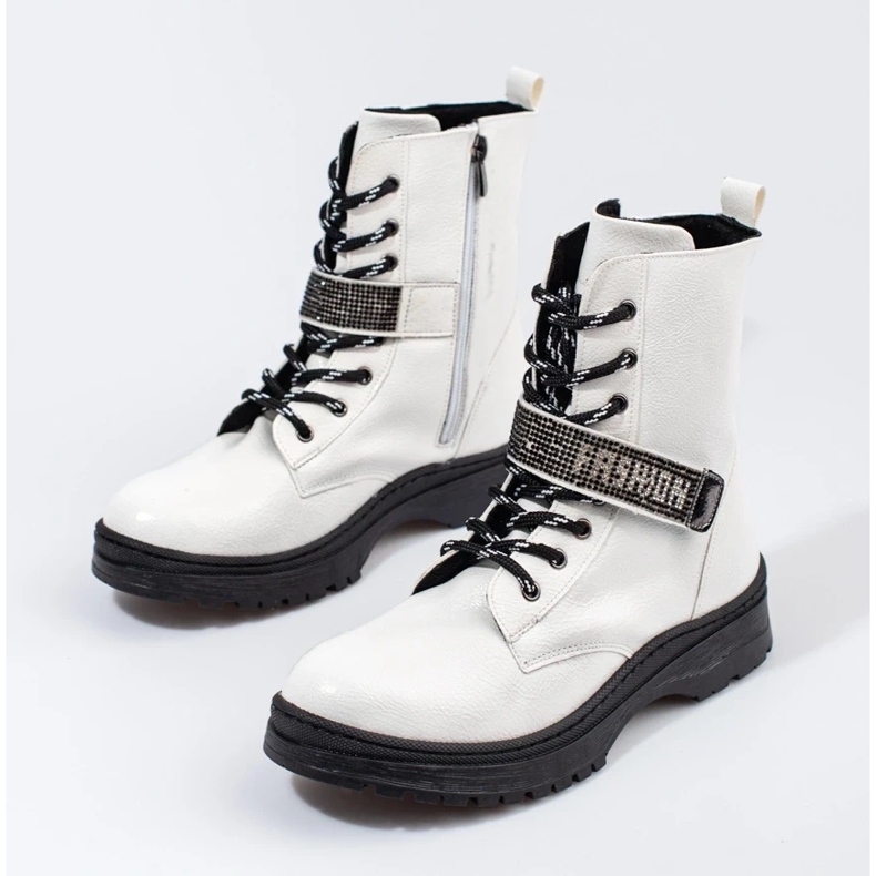 W. Potocki Dívčí boty Potocki s krystaly bílý 2