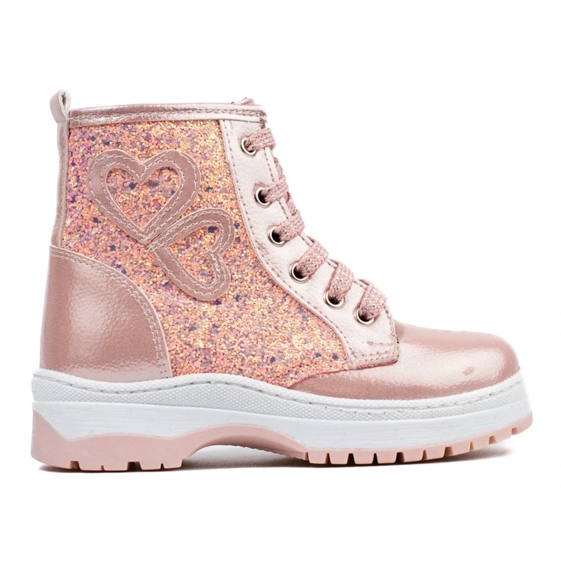 W. Potocki Dívčí kozačky se třpytkami Potocki růžový 1