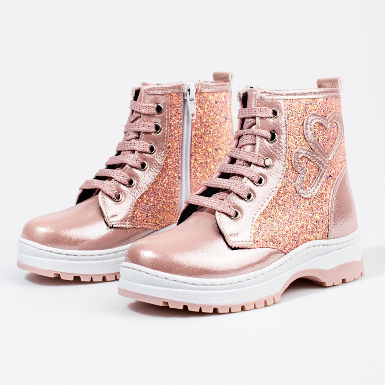 W. Potocki Dívčí kozačky se třpytkami Potocki růžový 2