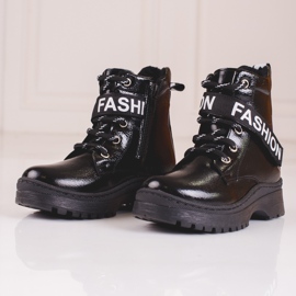 W. Potocki Dívčí kozačky Potocki fashion černá 2