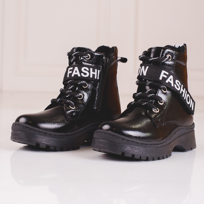 W. Potocki Dívčí kozačky Potocki fashion černá 2