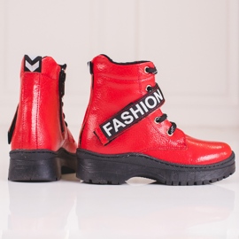 W. Potocki Dívčí kozačky Potocki fashion červený 2