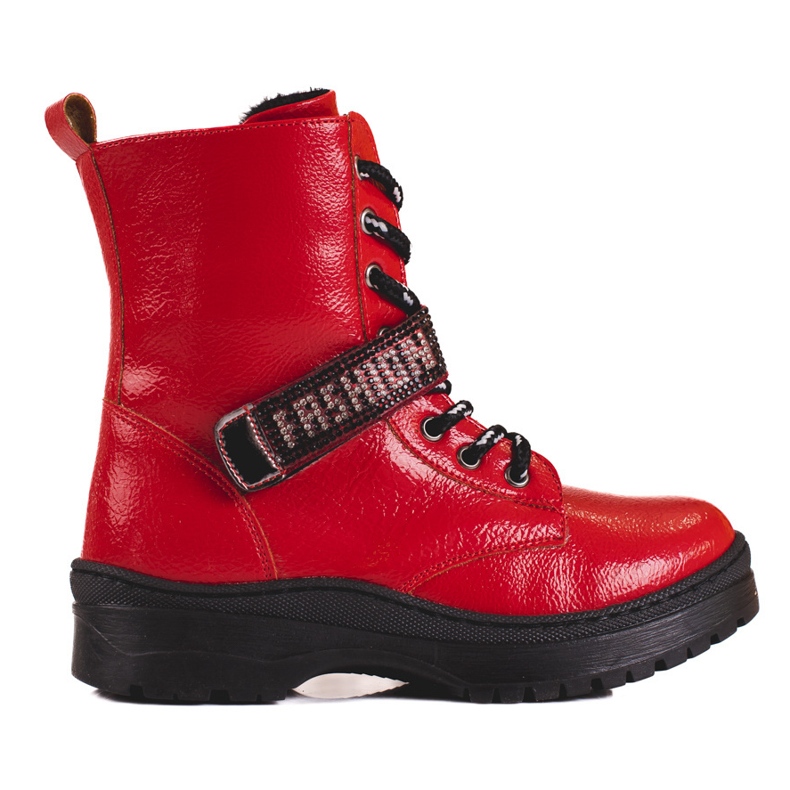 W. Potocki Dívčí boty Potocki s krystaly červené 1