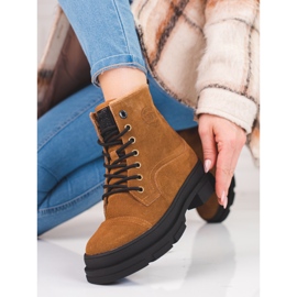 Kožené dámské boty Big Star KK274524 hnědý 2