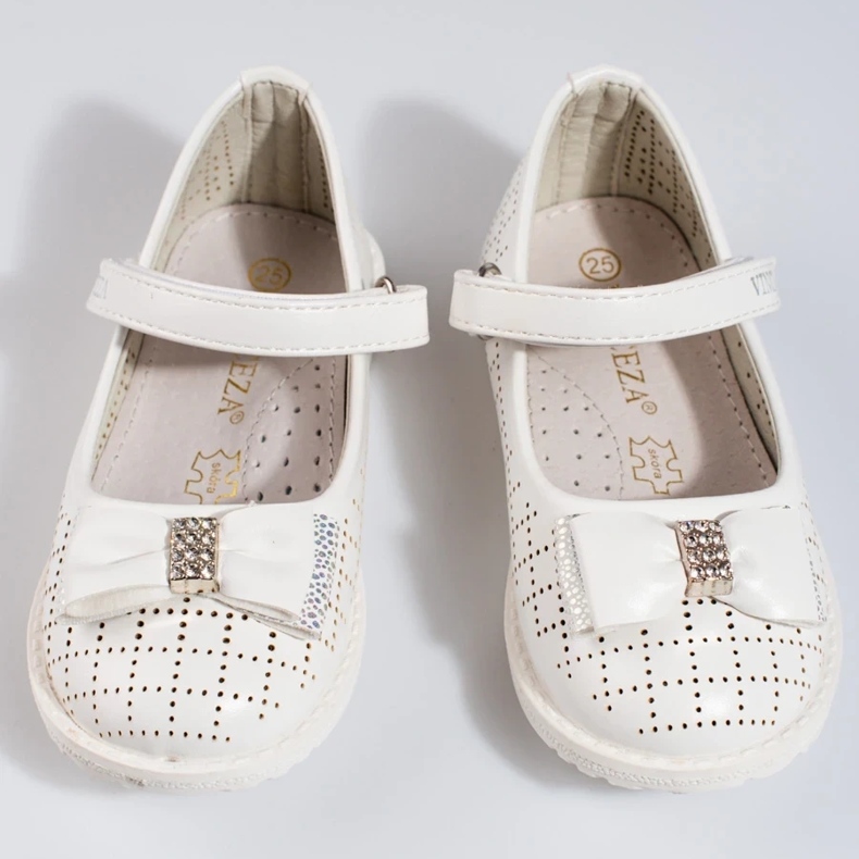 Dívčí prolamované baleríny Vinceza bílé bílý 2