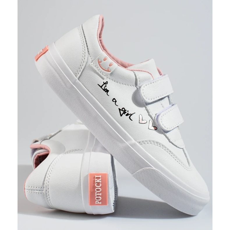 W. Potocki Sportovní boty na suchý zip pro dívky Potocki bílé bílý 2