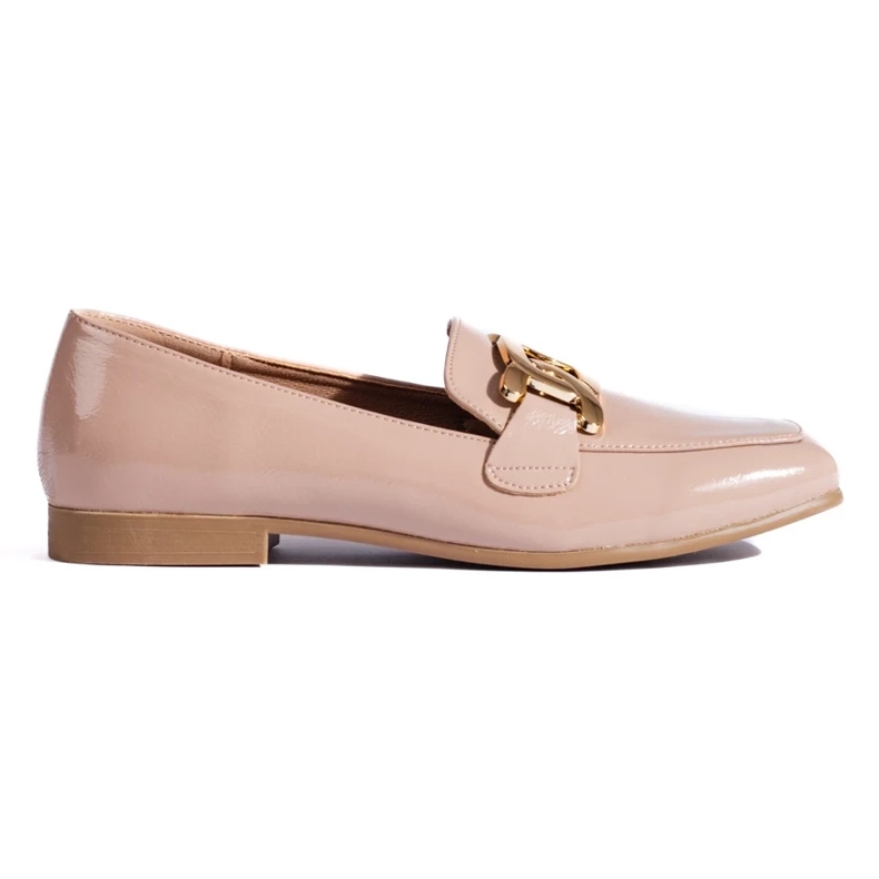 Lakované růžové dámské boty s řetízkem Shelovet růžový 2