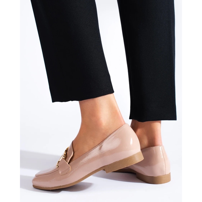 Lakované růžové dámské boty s řetízkem Shelovet růžový 1