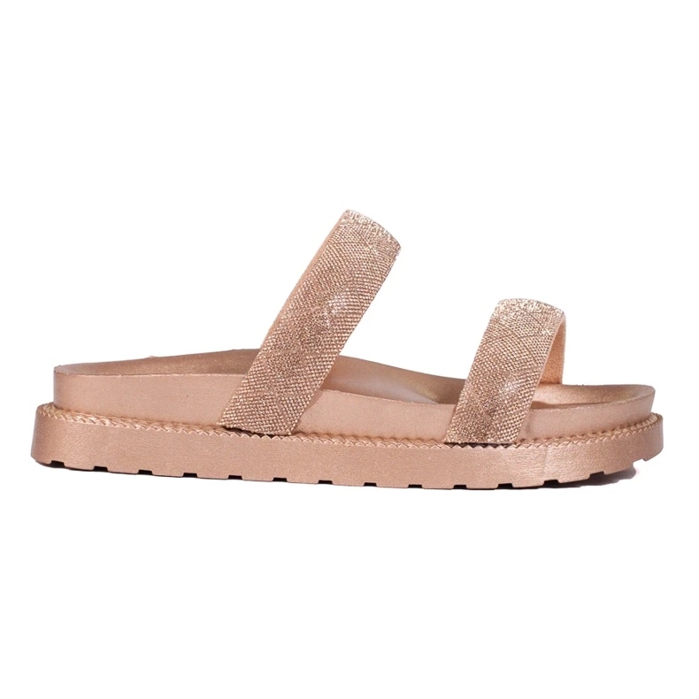 Dámské zlaté pantofle na silné podrážce Shelovet zlatý 2