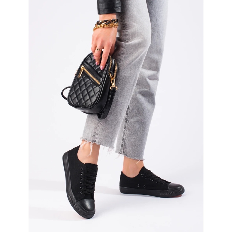 Klasické černé dámské tenisky Shelovet černá 1 Klasické černé dámské tenisky Shelovet černá 1