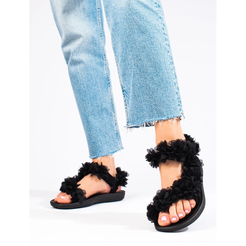 Dámské černé sandále Shelovet s vůní na suchý zip černá 1