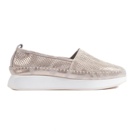 Zlaté kožené prolamované boty Shelovet zlatý 1