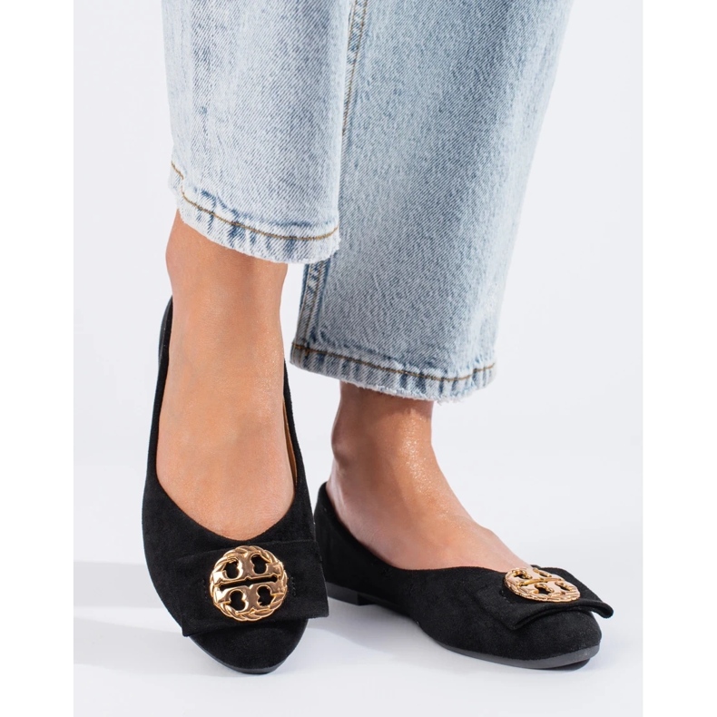 W. Potocki Černé semišové baleríny se zdobením od Potocki černá 2