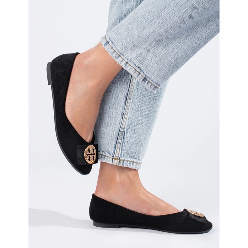 W. Potocki Černé semišové baleríny se zdobením od Potocki černá 1