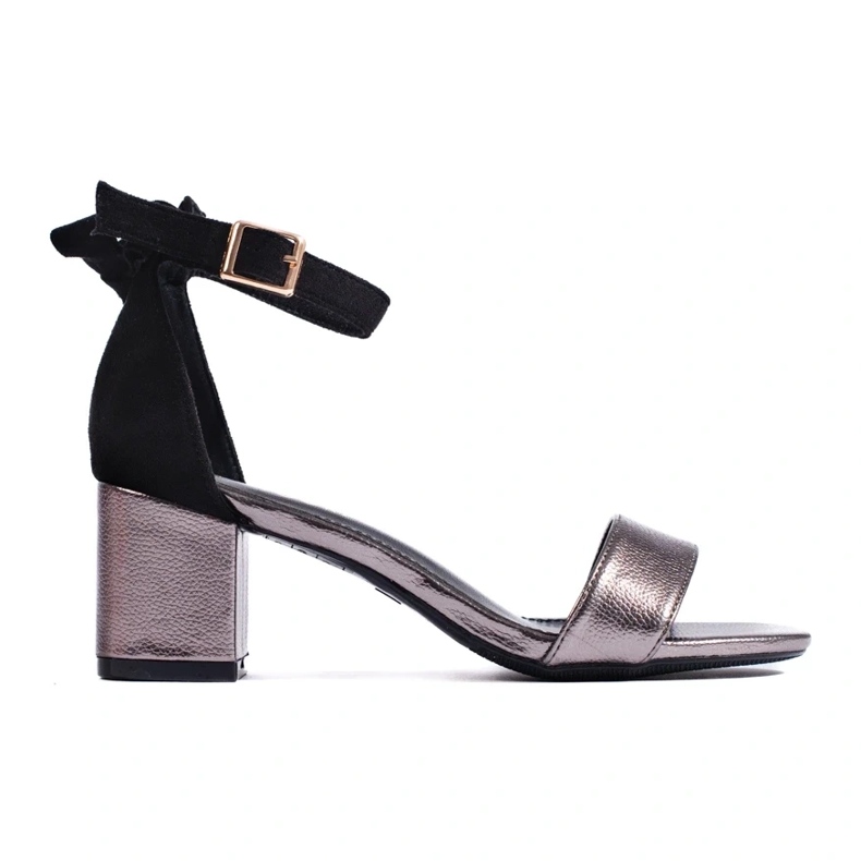 W. Potocki Černostříbrné sandály s mašlí od Potocki černá 2