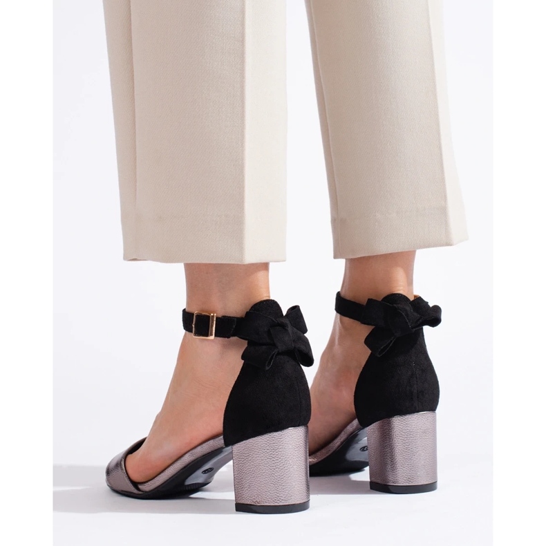 W. Potocki Černostříbrné sandály s mašlí od Potocki černá 1