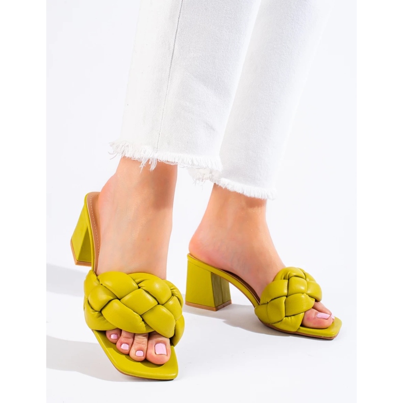 Dámské sandály na podpatku Shelovet zelené barvy zelená 1