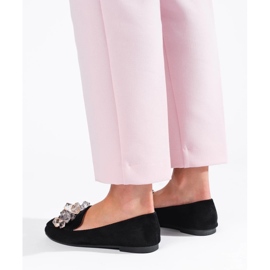 Černé semišové lordy s ozdobnými krystaly Shelovet černá 1