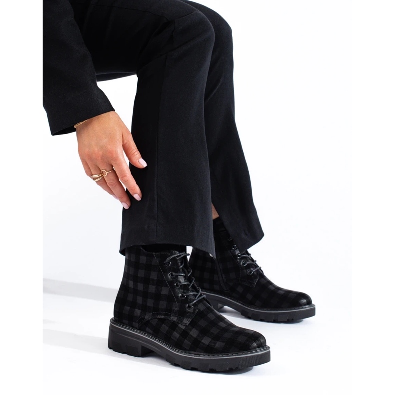 Dámský Shelovet kostkované dámské dělnice černá 2